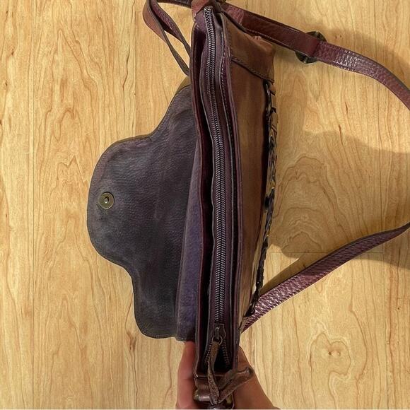 |Velez| Burgundy Leather Shoulder Bag Mermaid Color Braided Embellishment - Picture 15 of 15